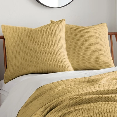 Mills Waffle Ochre Euro Sham Set Of 2- Levtex Home 3 Mills Waffle Ochre Euro Sham Set Of 2- Levtex Home