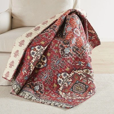 Khotan Red Quilted Throw - Levtex Home 3 Khotan Red Quilted Throw - Levtex Home