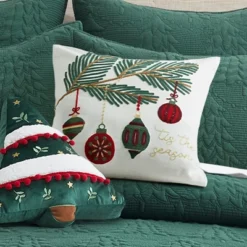O Christmas Tree Green Tis The Seasson Embroidered Pillow 18x18 - Levtex Home