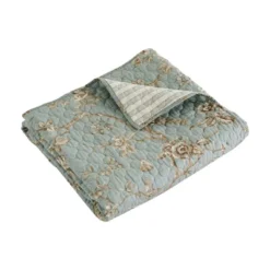 Lyon Teal Toile Quilted Throw - Levtex Home -Interior GUEST 1fa017bc f018 4a98 824d 3d9d423c5d67
