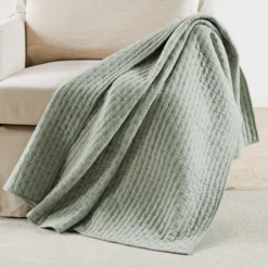 Cross Stitch Desert Sage Quilted Throw- Levtex Home