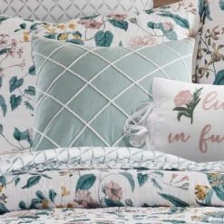 Verity Teal Appliqued Trim Decorative Pillow - Levtex Home