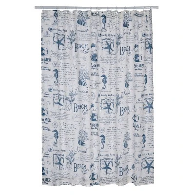 Beach Life Lined Shower Curtain With Grommets Navy - Levtex Home 4 Beach Life Lined Shower Curtain With Grommets Navy - Levtex Home - Image 2