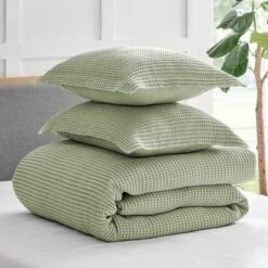 Mills Waffle Desert Sage Full/Queen Duvet Set - Levtex Home -Interior GUEST 6236b62b e32e 4d96 a58f 71272ec90a62
