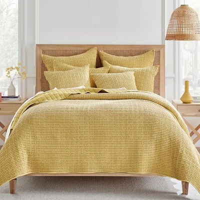 Mills Waffle Ochre Euro Sham Set Of 2- Levtex Home 5 Mills Waffle Ochre Euro Sham Set Of 2- Levtex Home - Image 3