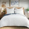 Embroidered Swiss Dot White And Navy Euro Sham Set Of 2 - Levtex Home