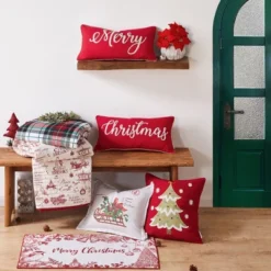 Yuletide Merry Holiday Decorative Pillow Red - Levtex Home -Interior GUEST bd4042f4 926d 4856 8950 e6a978262c36