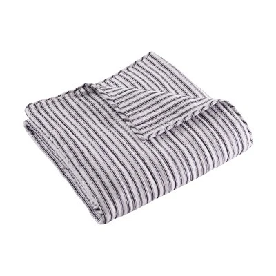 Tobago Stripe Charcoal Quilted Throw - Levtex Home 5 Tobago Stripe Charcoal Quilted Throw - Levtex Home - Image 3